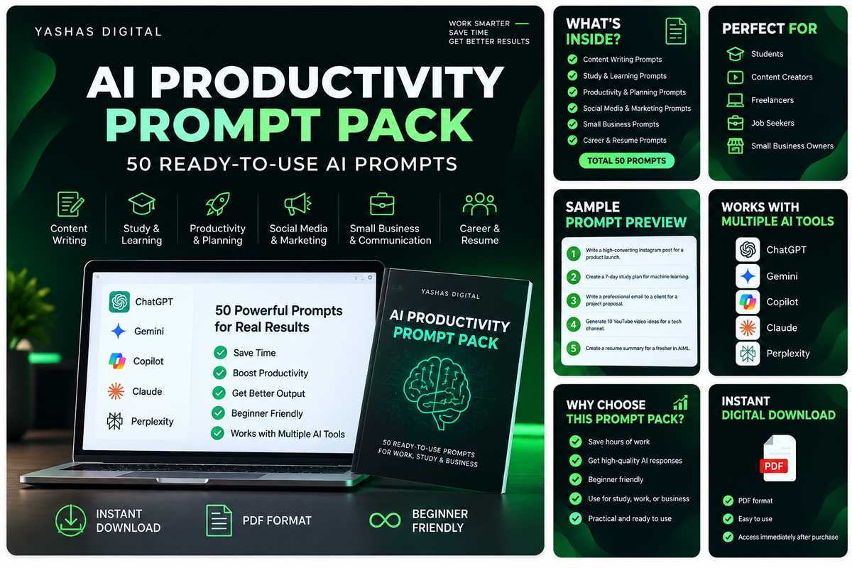 AI Productivity Prompt Pack – 50 Ready-to-Use AI Prompts