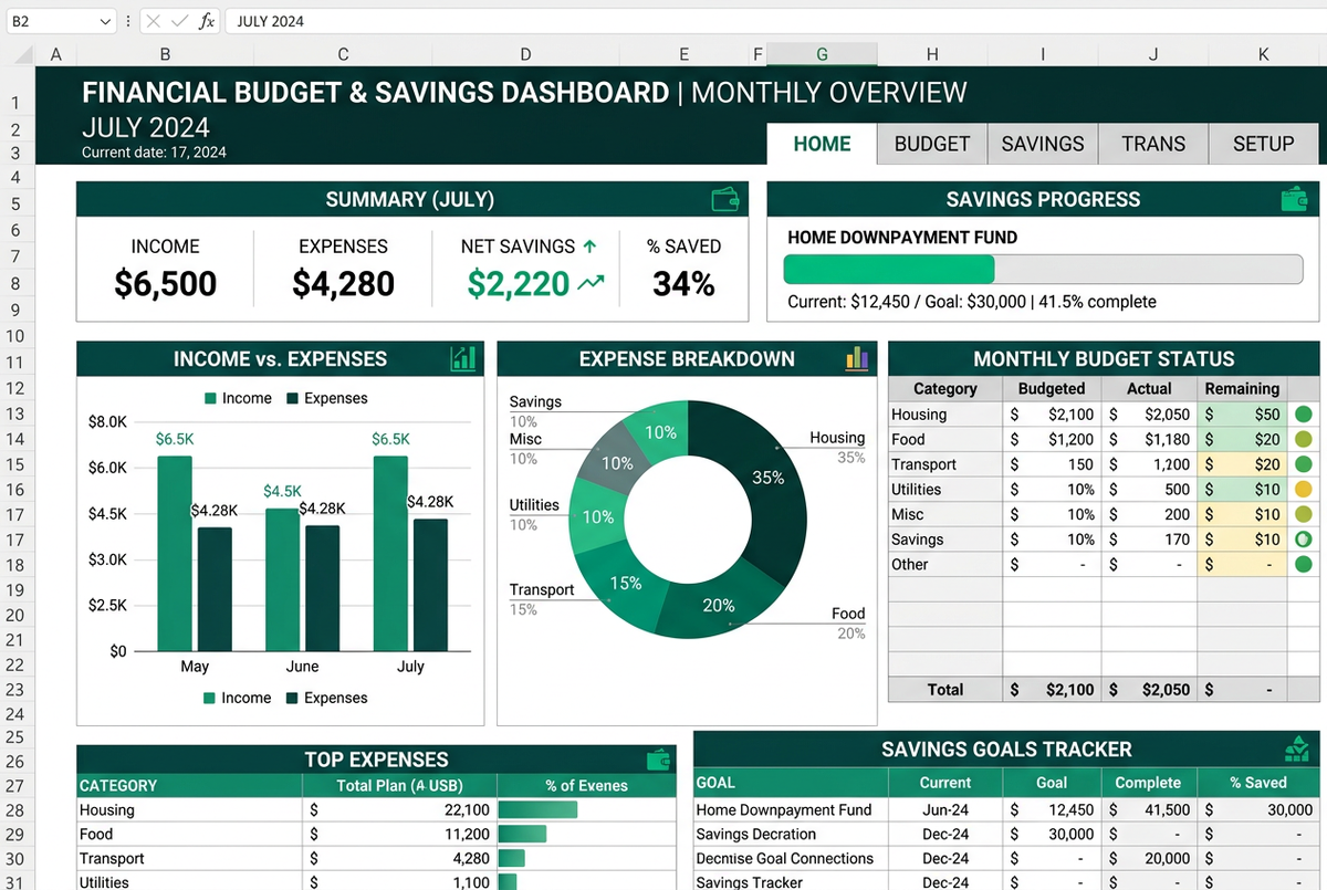 Excel Budget Planner Preview